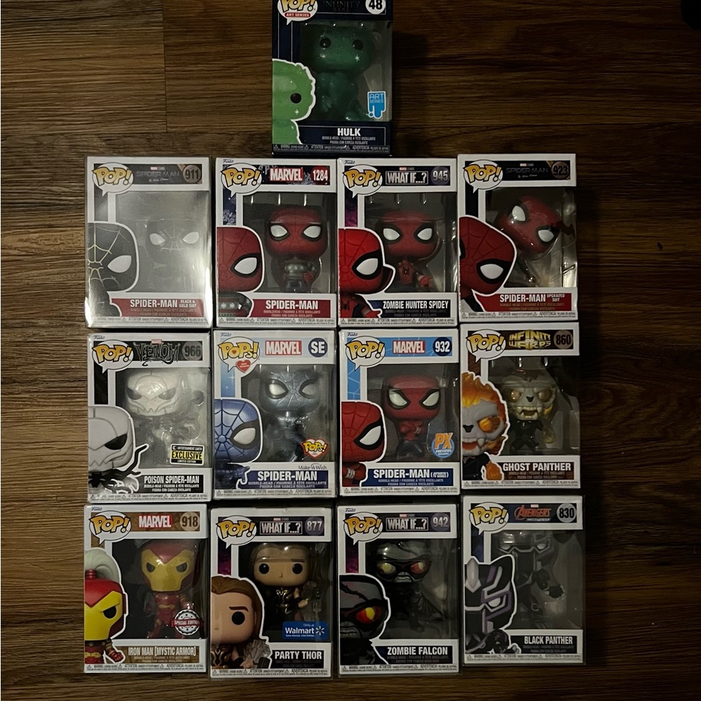 Funko Pop Marvel Action Figures Set - Red, Black, Green